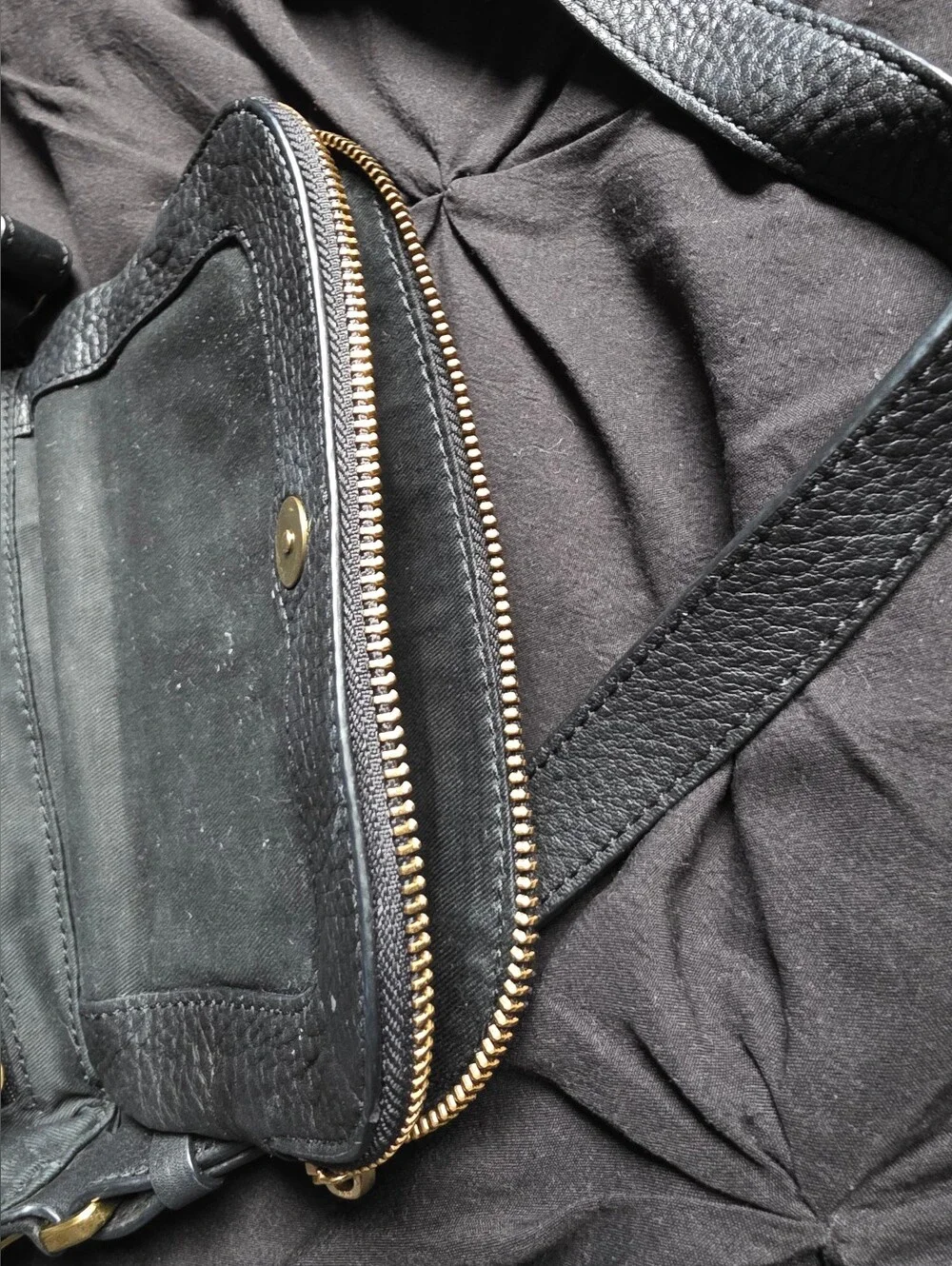 Fossil Black Pebbled Genuine Leather Preston Crossbody Bag